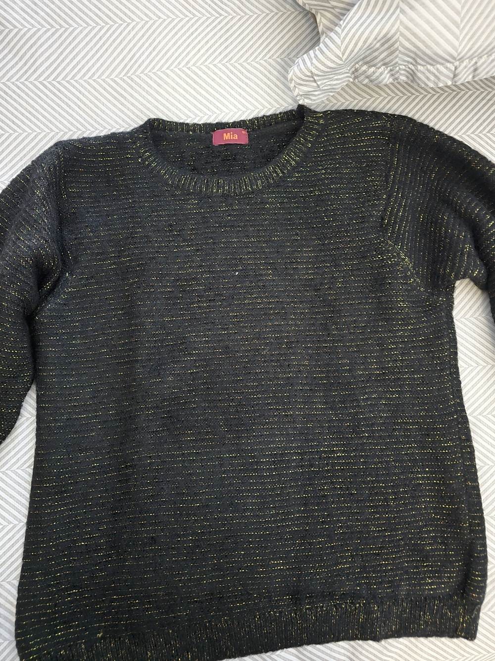 MIA Black Sweater with Gold Metallic Thread